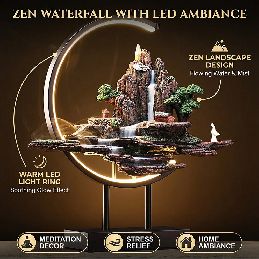 Waterfall Incense Burner With Light Design