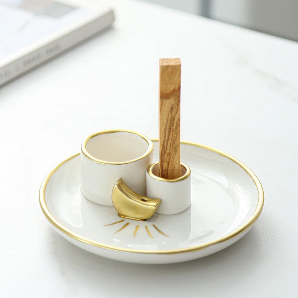 Starry Moon Ceramic Incense Holder