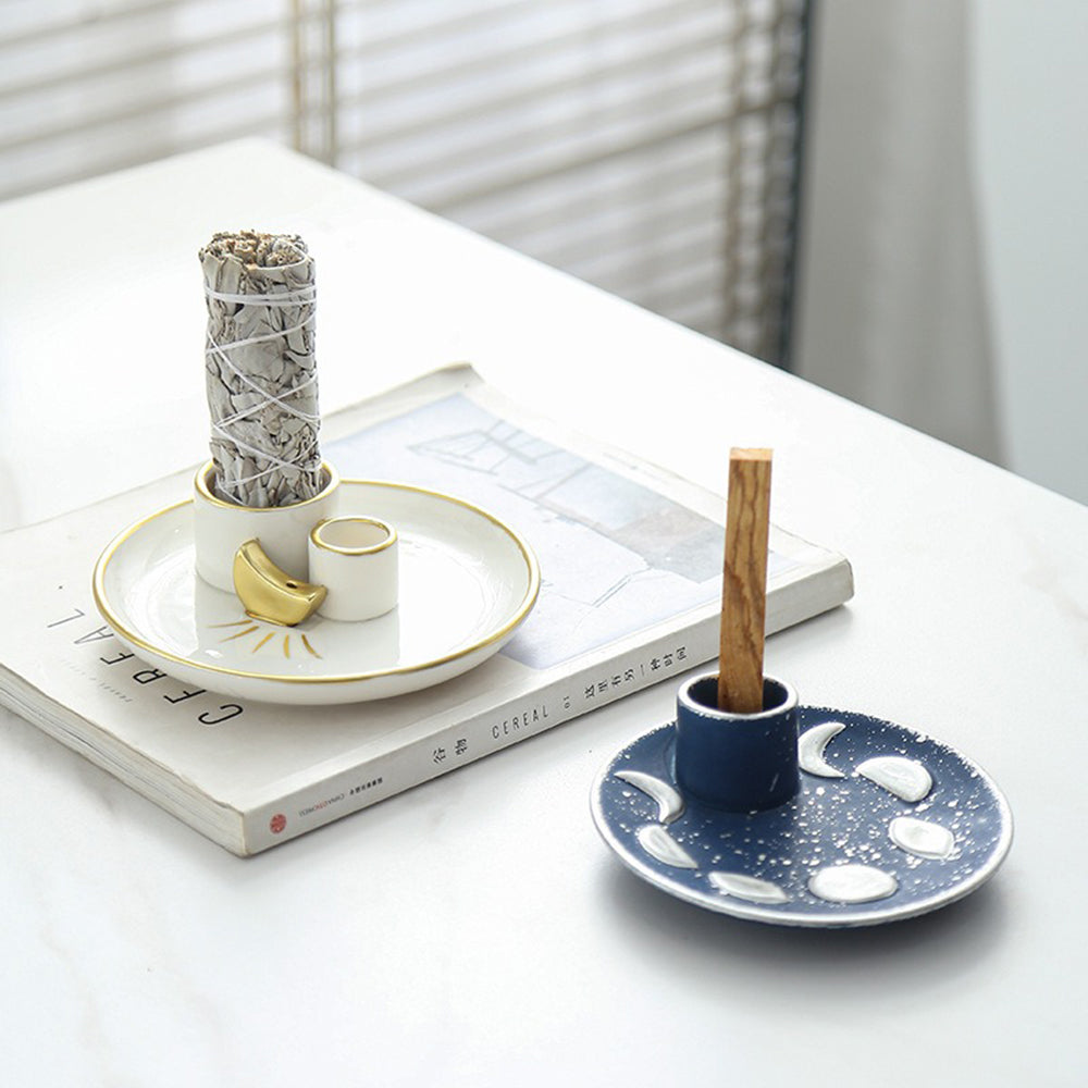 Starry Moon Ceramic Incense Holder