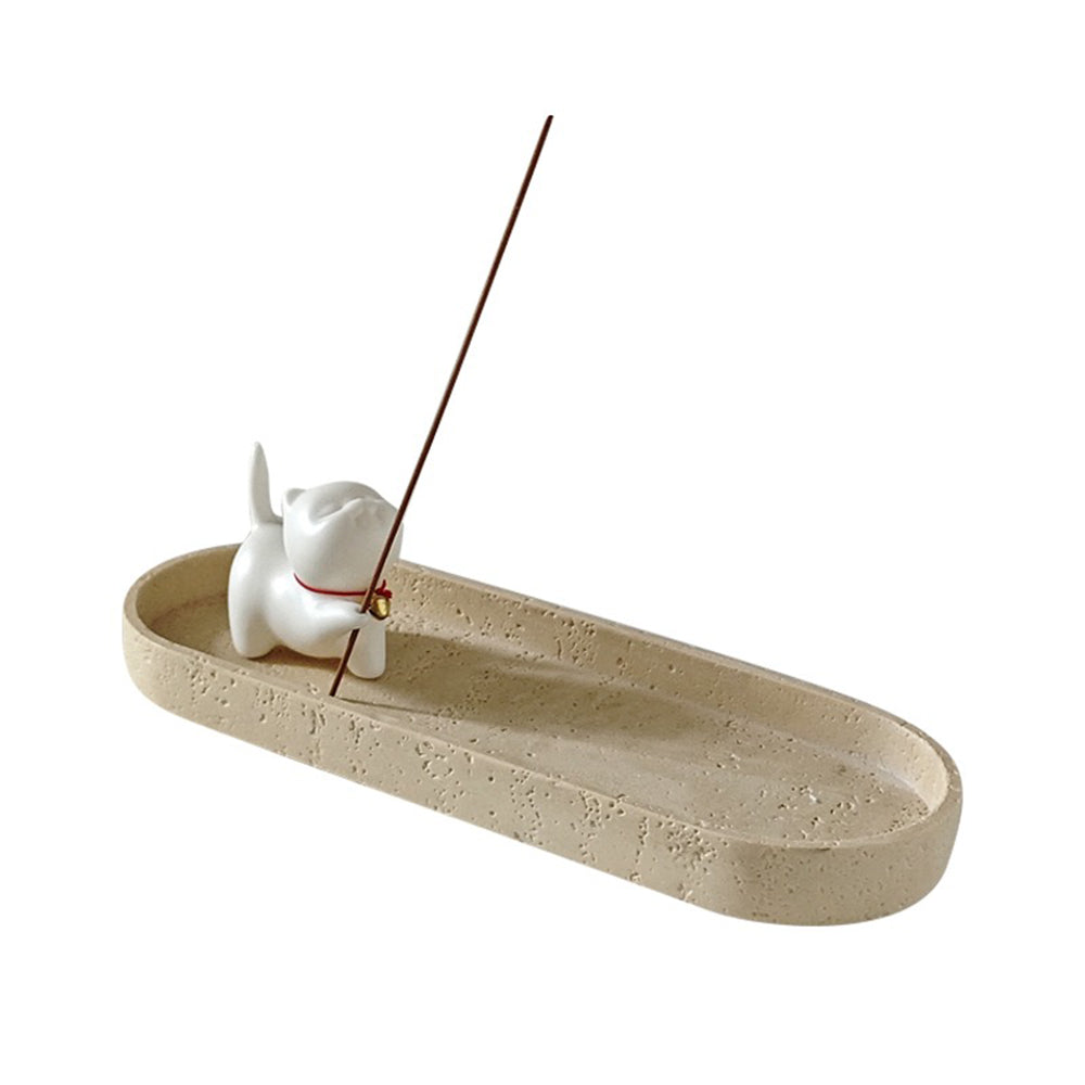 Fortune Cat Clay Incense Holder