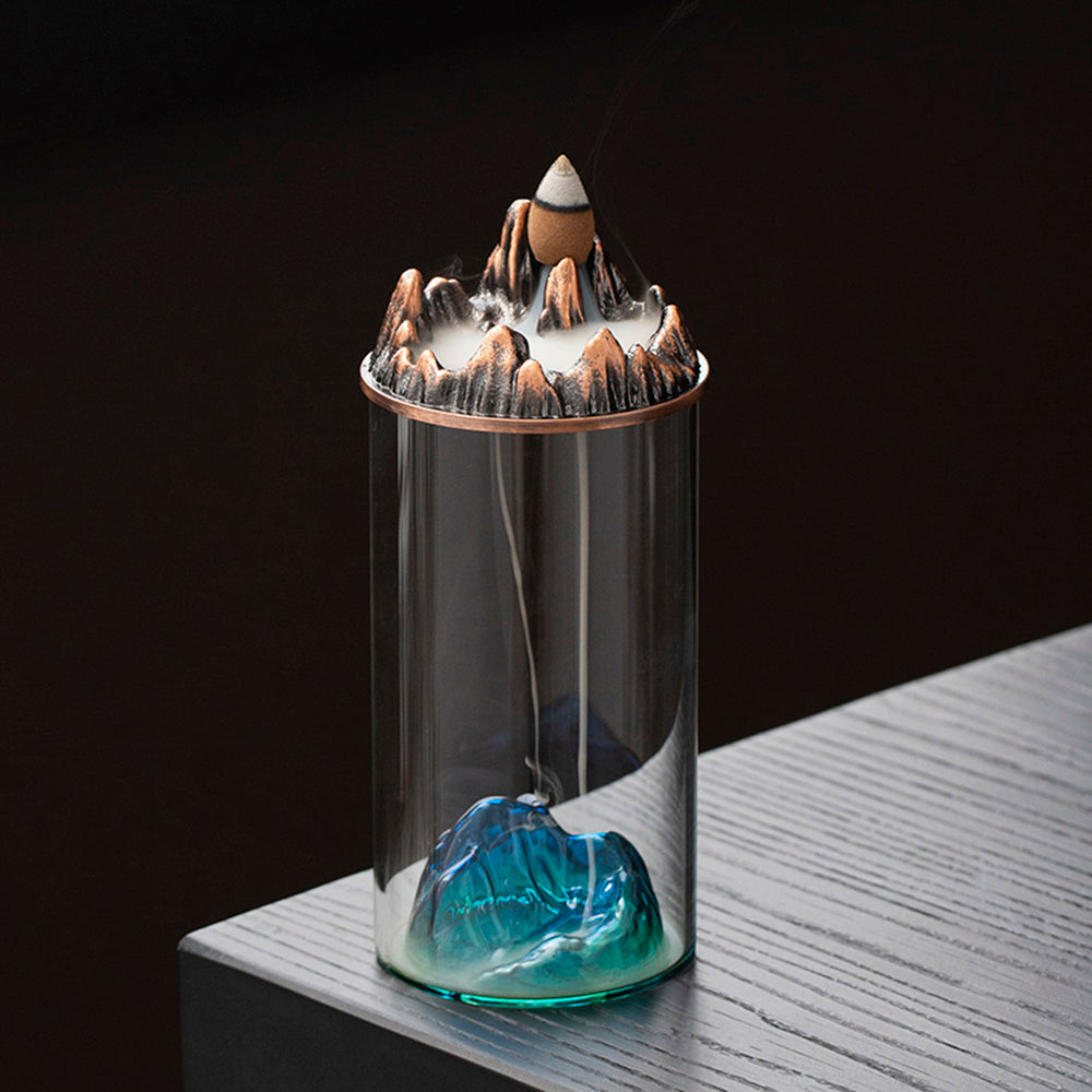 Teal Mountain Glass Backflow Incense Burner