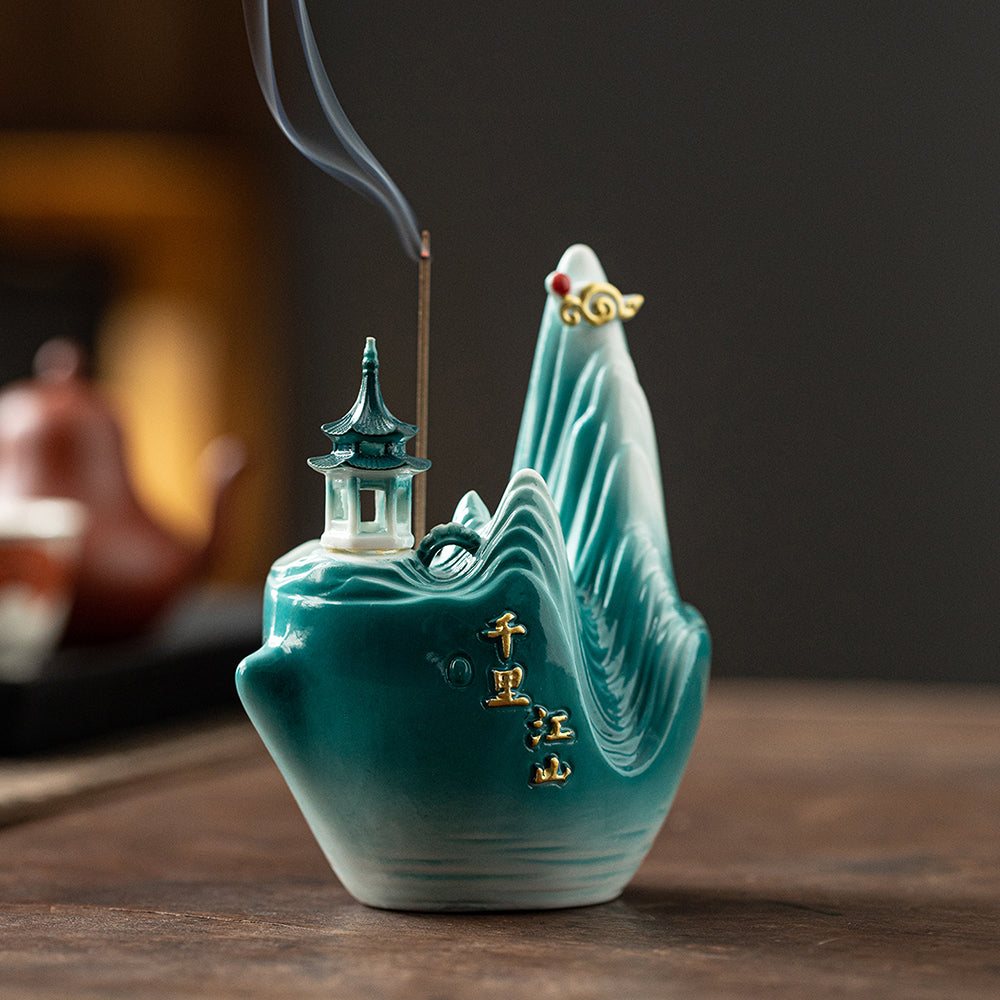 Green Glaze Mountain Dual-Use Incense Burner
