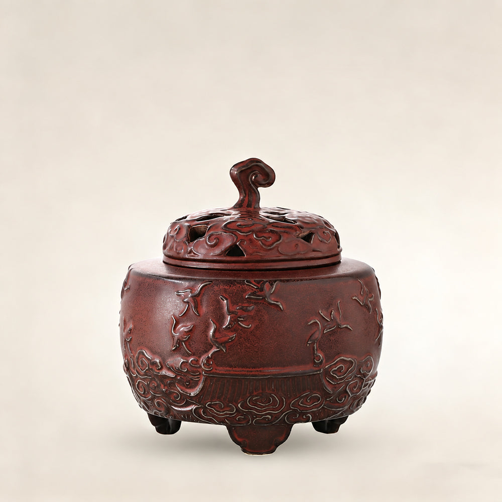 Lucky Crane Ceramic Electric Incense Burner