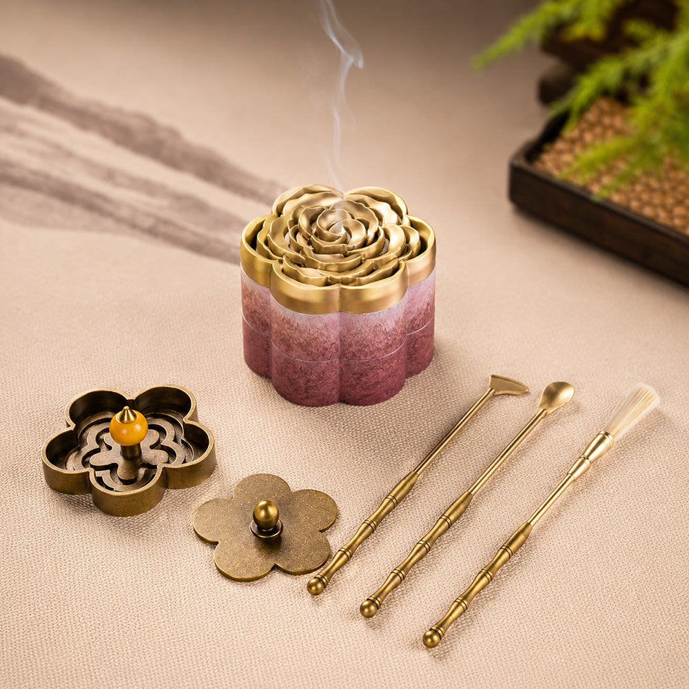 Plum Blossom Brass Incense Seal Kit