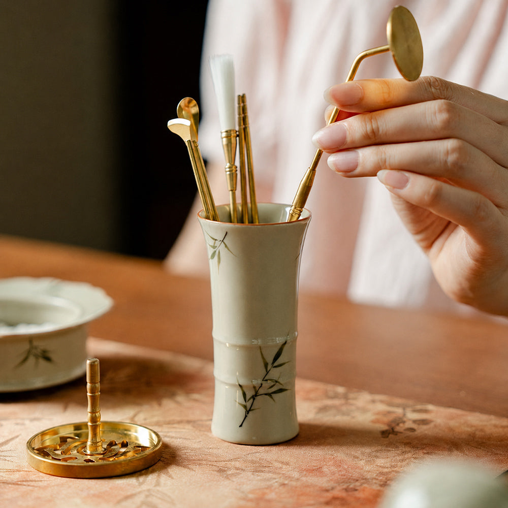 Bamboo Ceramic Handmade Incense Kit