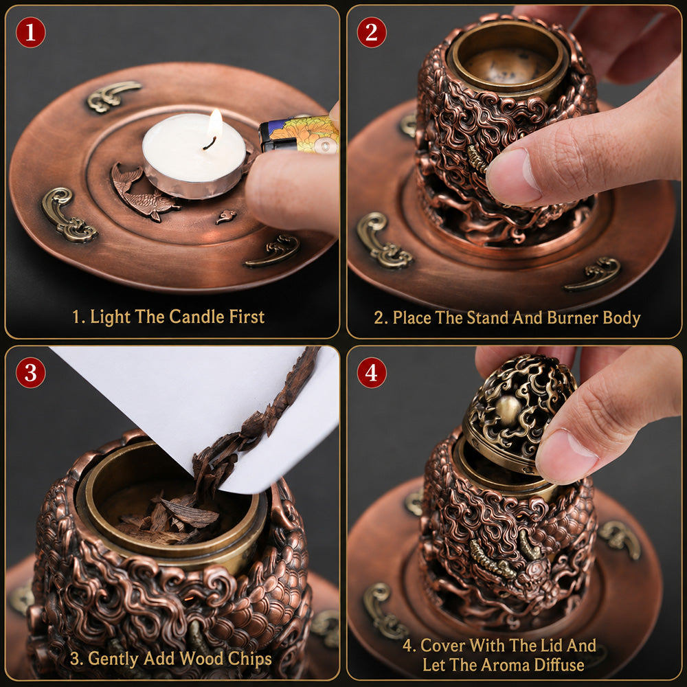 Multifunctional Brass Dragon Incense Burner