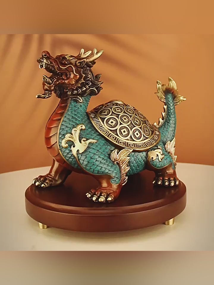 Pure Brass Wealth Gathering Dragon Turtle