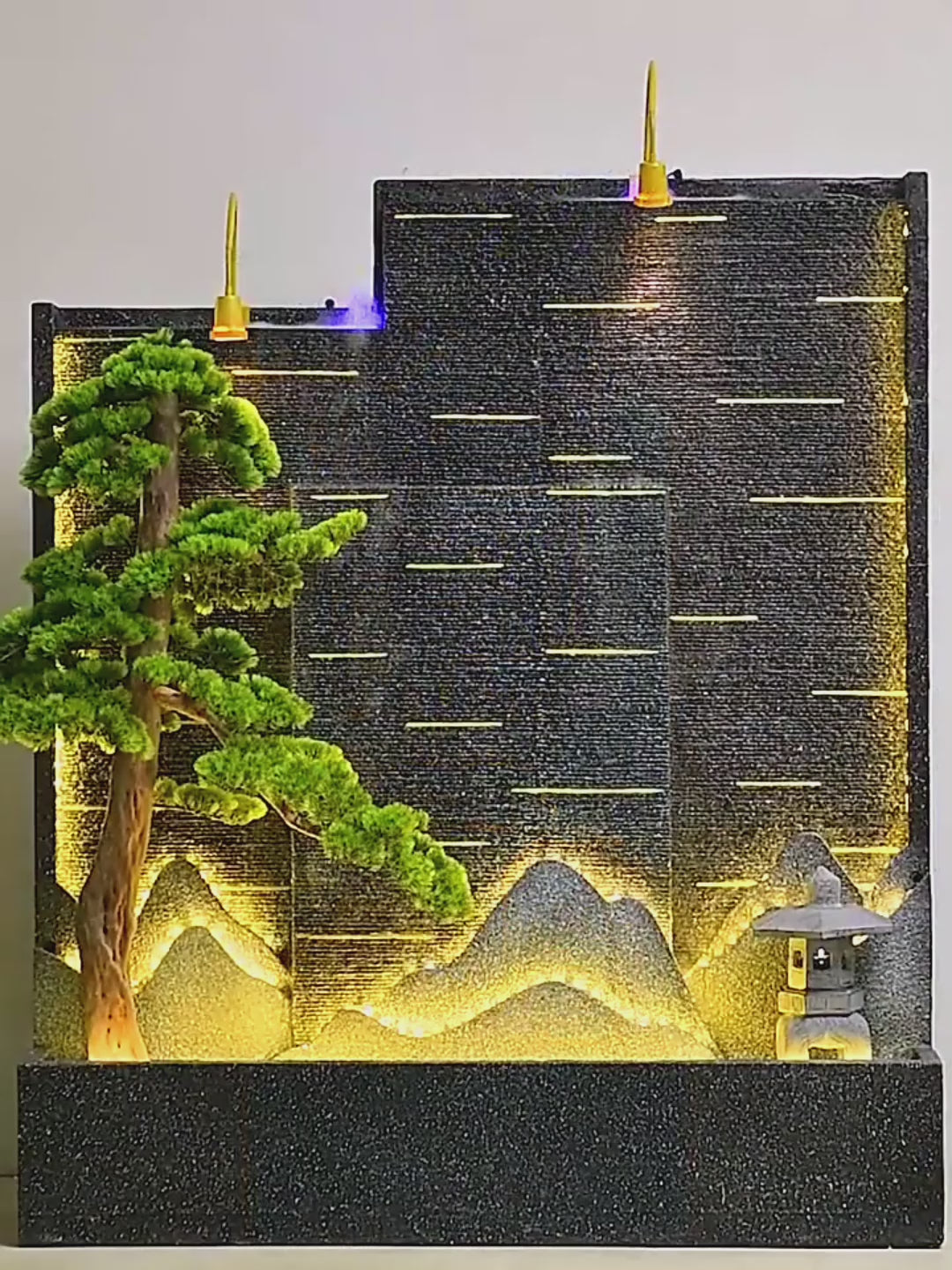 Serene Indoor Waterfall Mountainscape Feature