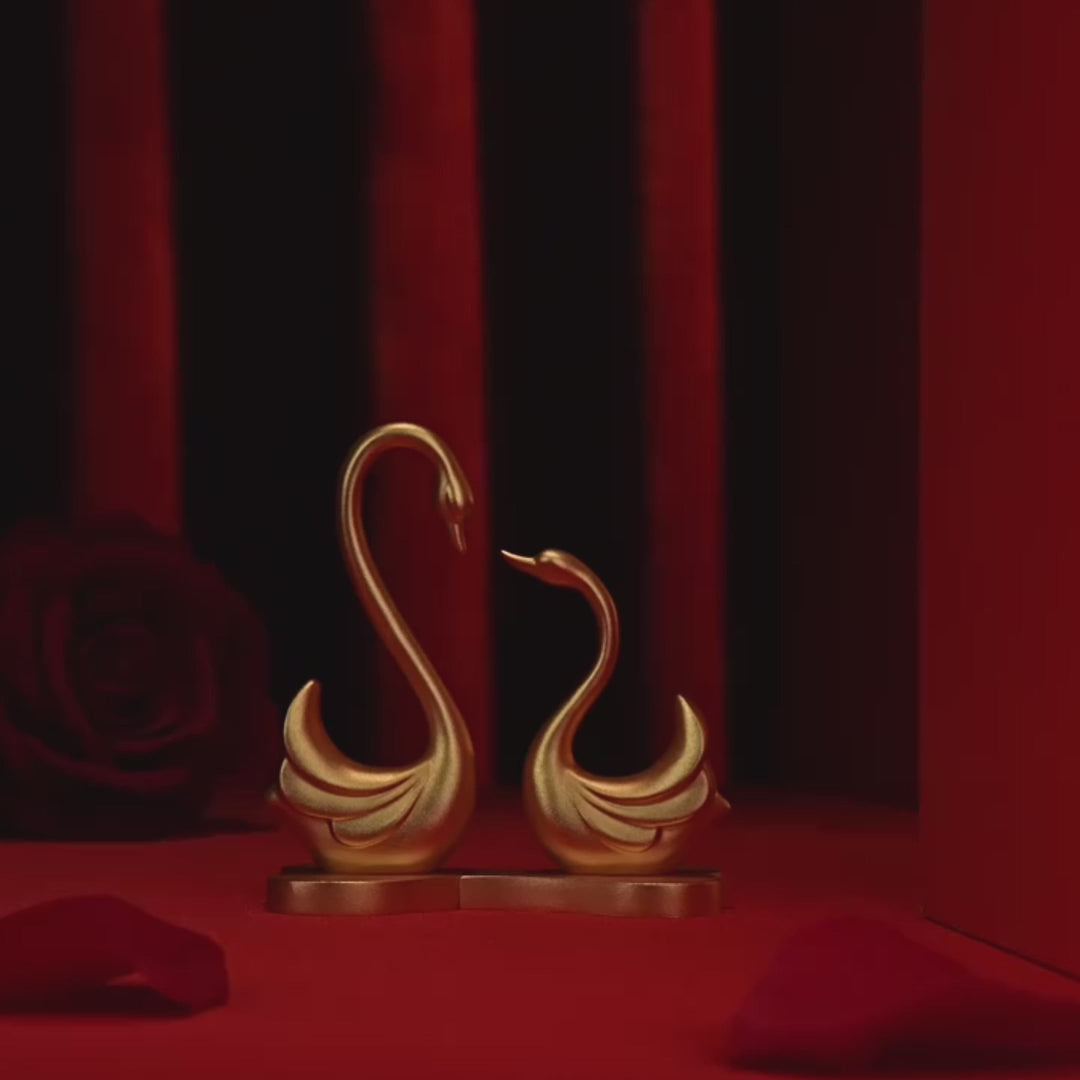 Gold Swan Couple Figurine