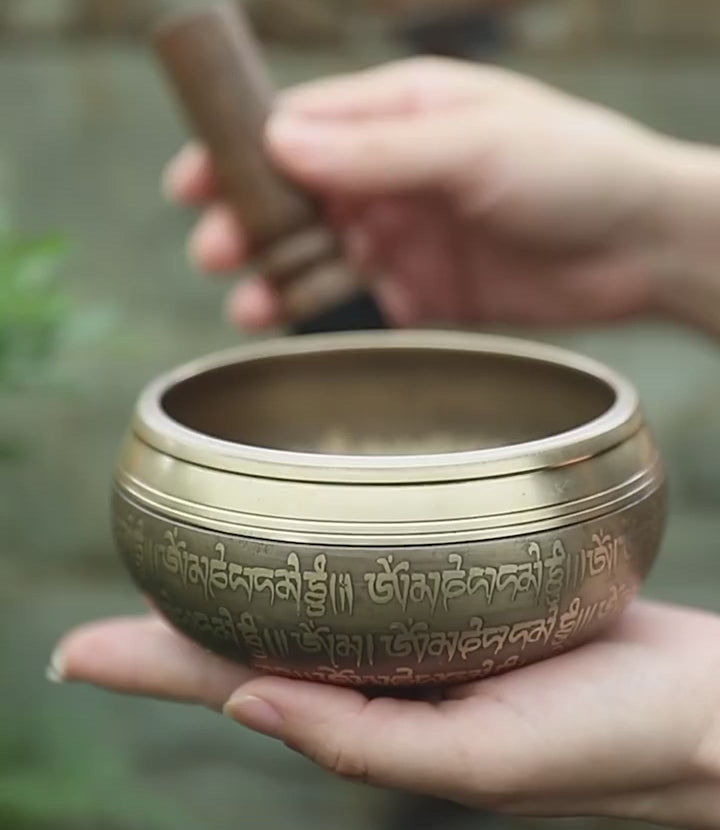 Nepal Buddha Statue Meditation Bronze Singing Bowl