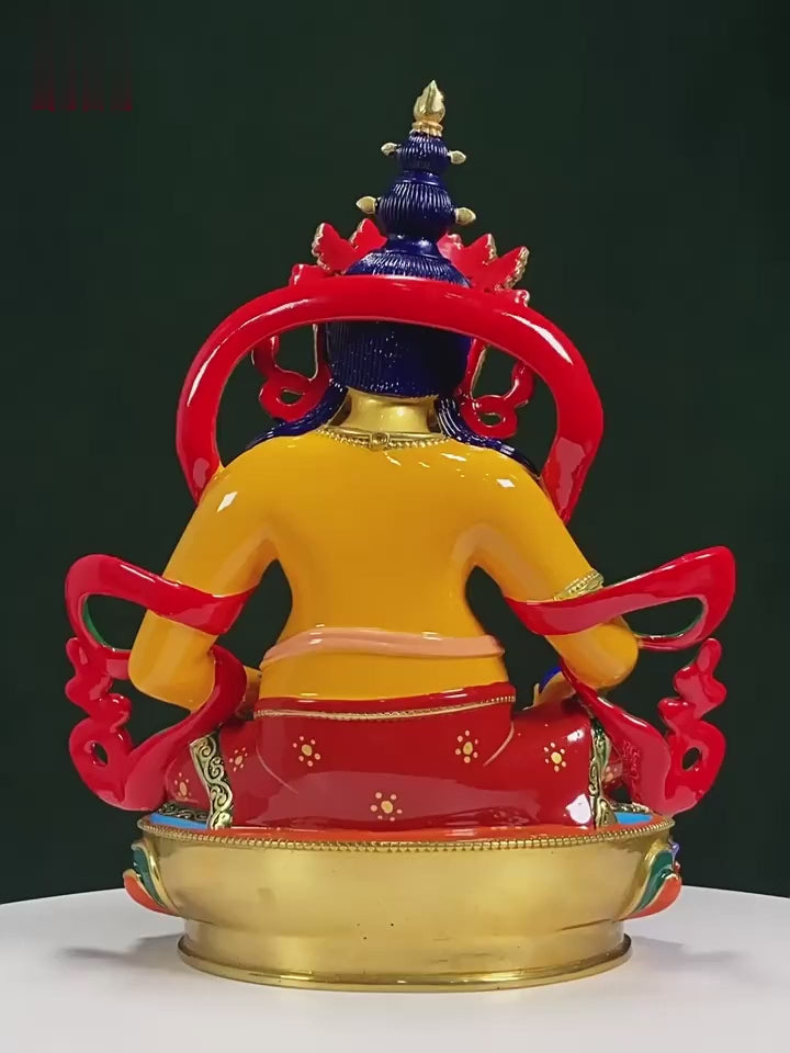 Brass Painted Yellow Jambhala Buddha