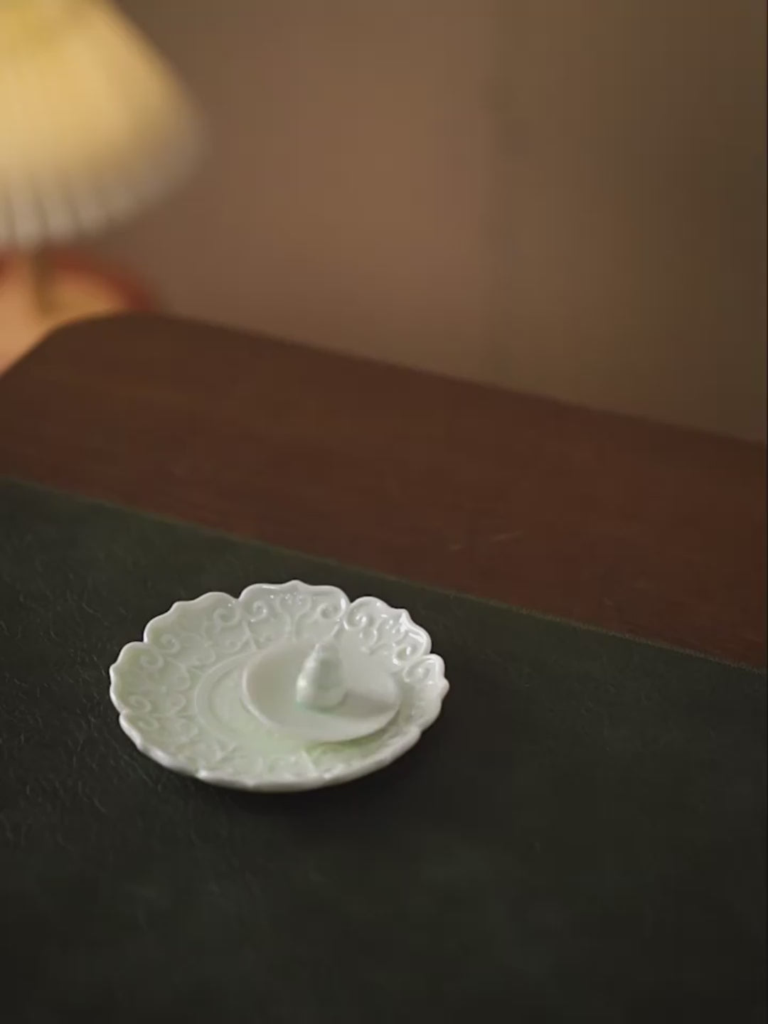 Lotus Relief Ceramic Incense Holder