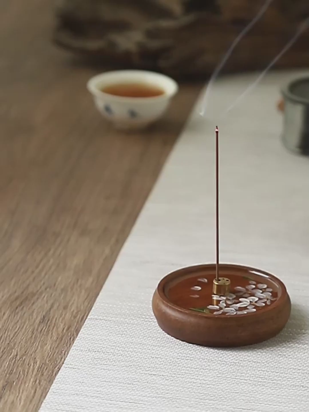 Hand-painted Flower Wooden Incense Holder