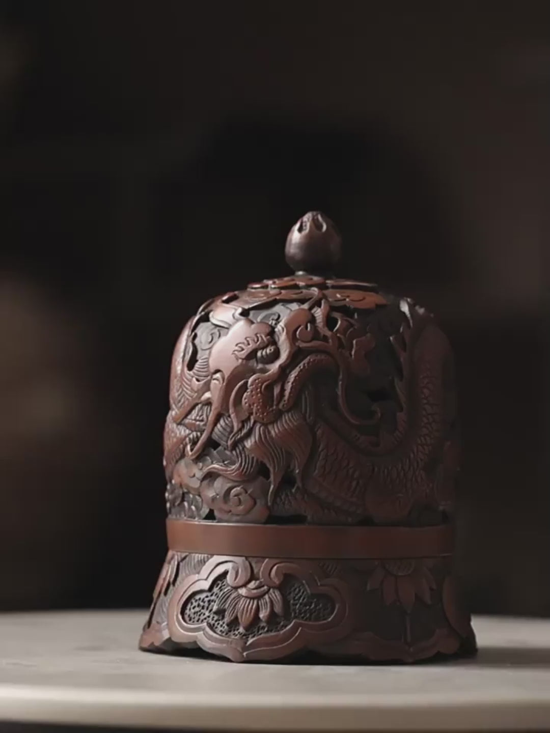 Handmade Purple Clay Dragon Incense Burner