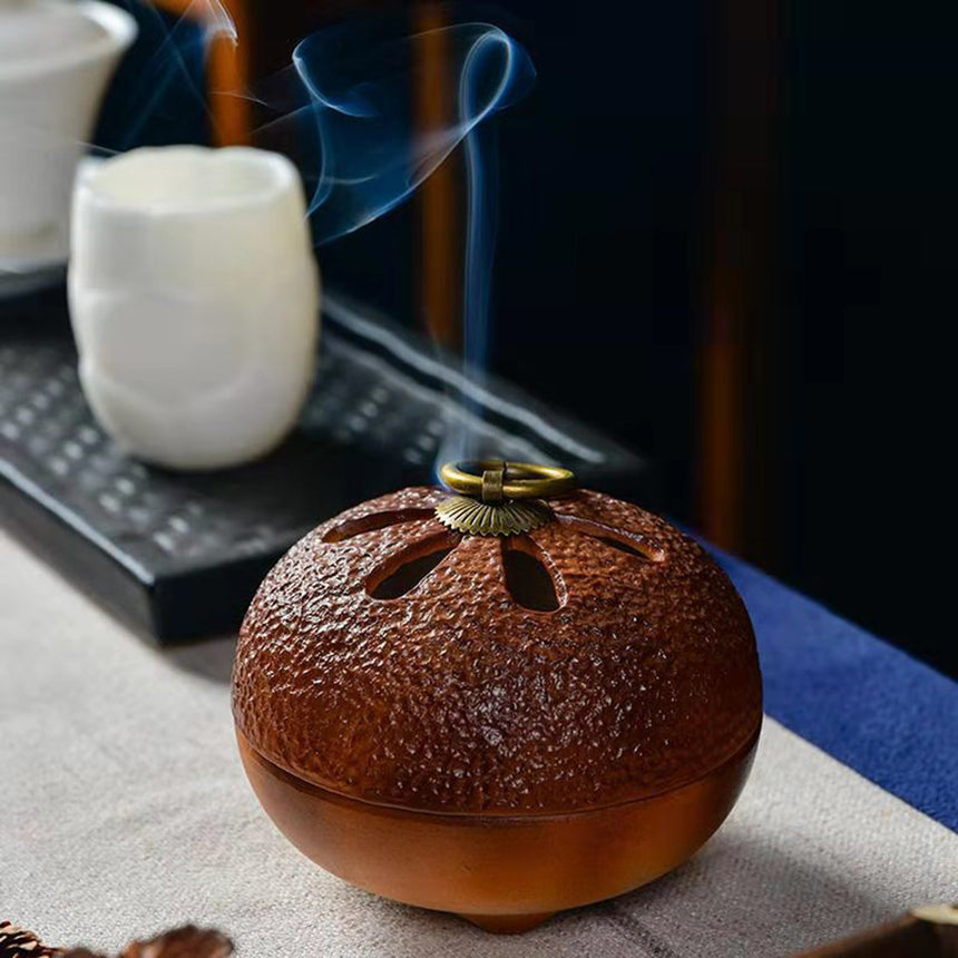 Orange Spiral Cone Incense Burner