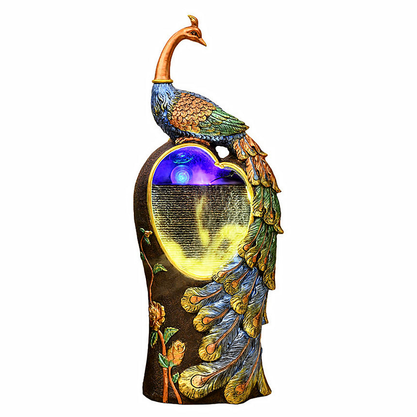 Indoor Waterfall Peacock Floor-Standing Decoration