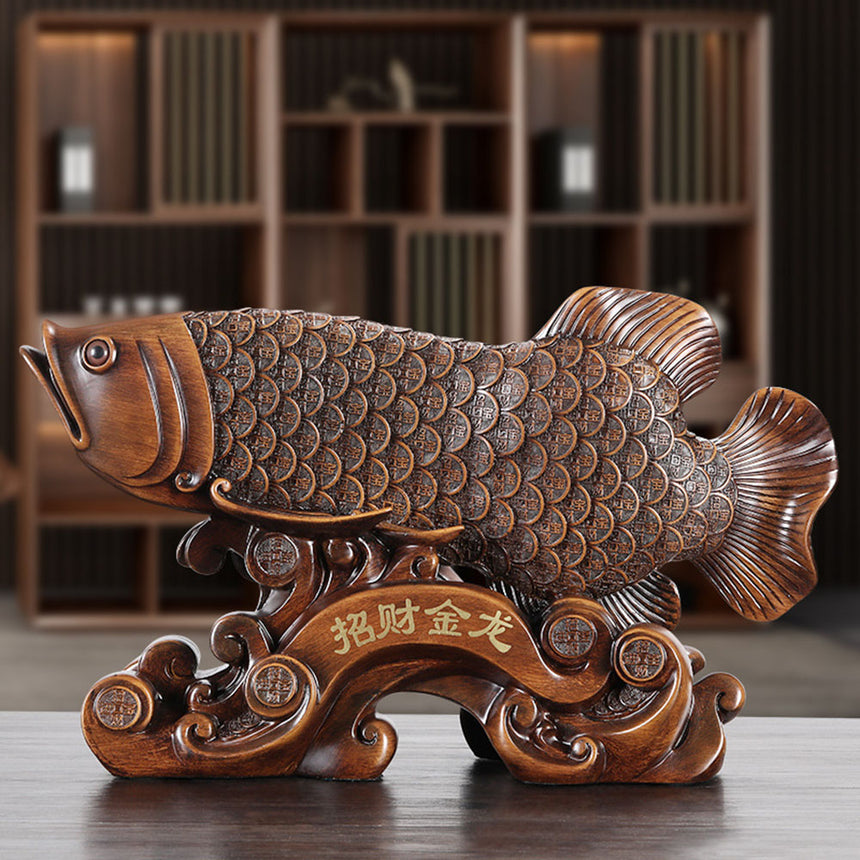 Ebony Wood Golden Dragon Fish