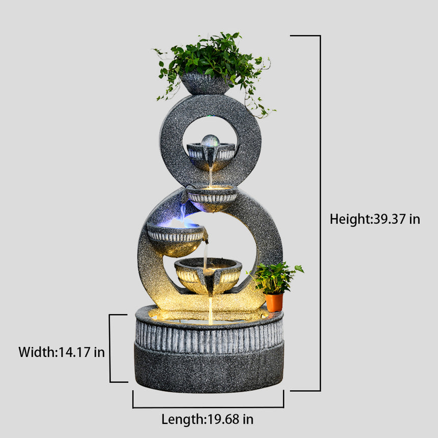 Gray Simple Indoor Fountain With Fish Tank