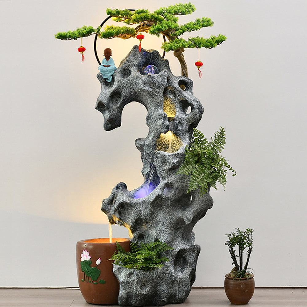 bonsai tree waterfall Large Rockery Water Fountain Waterfall With Fish Pond L 70 cm W 40 cm H 150 cm