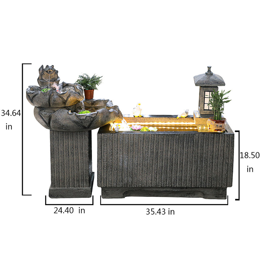 Feng Shui Wheel Rockery Running Water Waterfall With Fish Pond