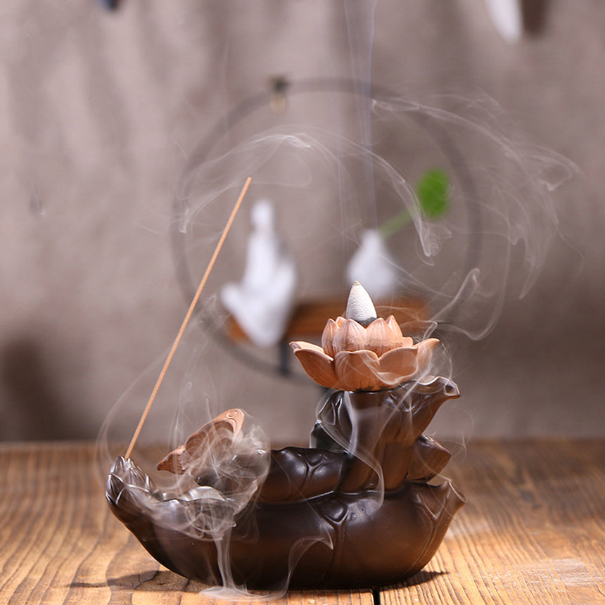 Lotus Pond Ceramic Backflow Incense Burner