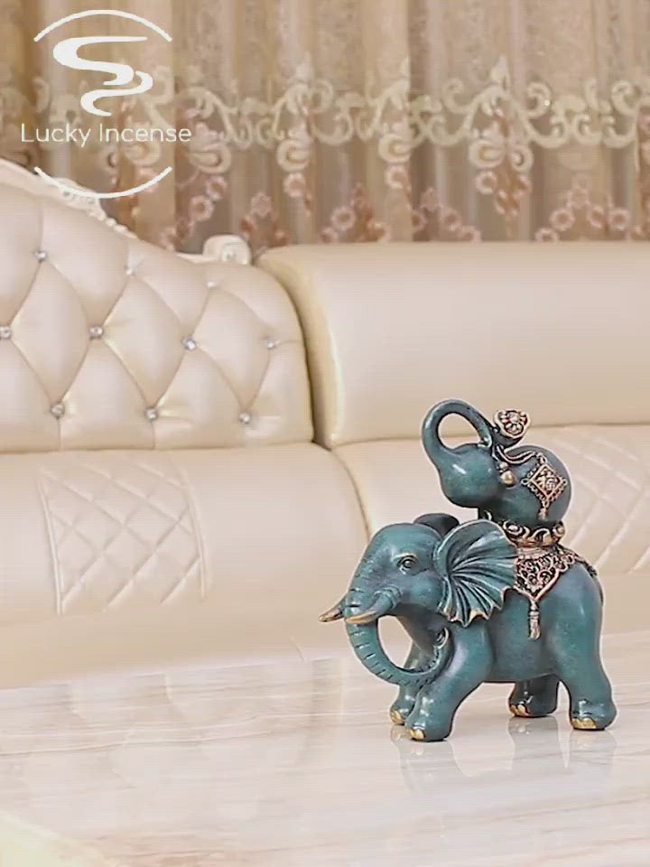 Blue Feng Shui Elephants Set