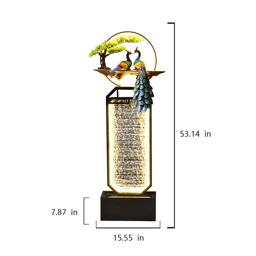 Peacock Circulating Water Curtain Wall Floor Fountain