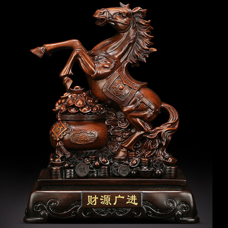 Golden Horse On Coins Stand