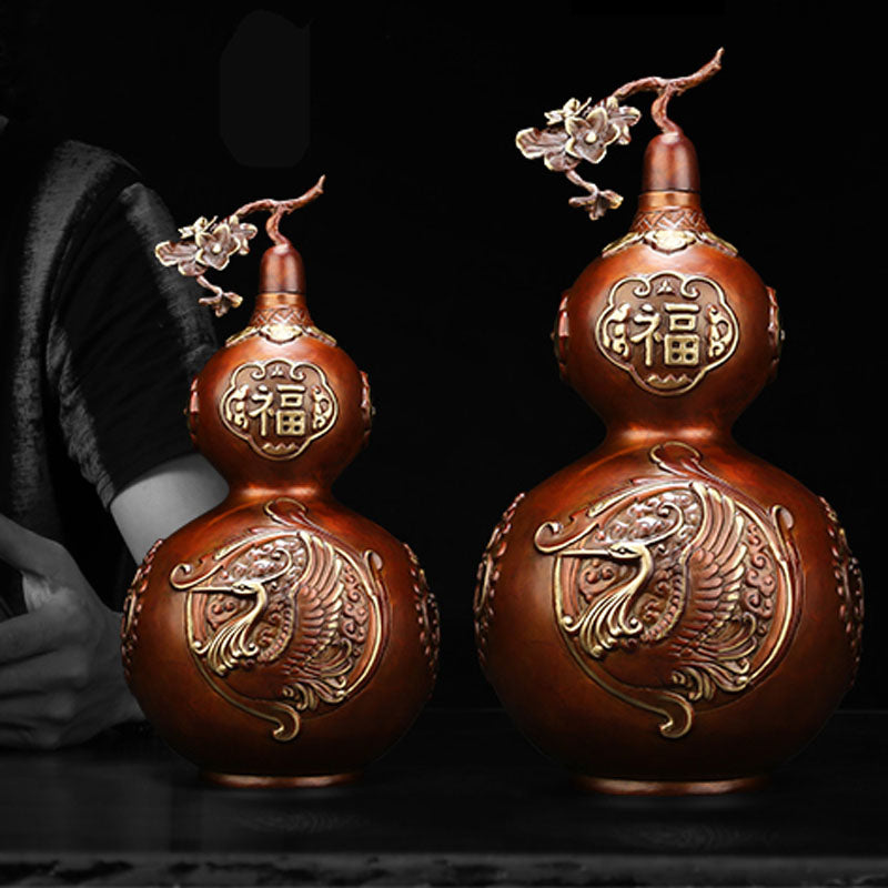Copper Gourd With Dragon and Phoenix