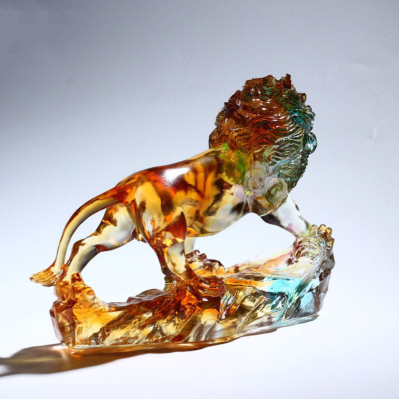 Colorful Crystal Lion Stand