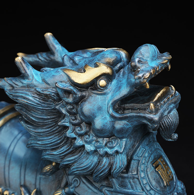 Blue Copper Feng Shui Kylin Set