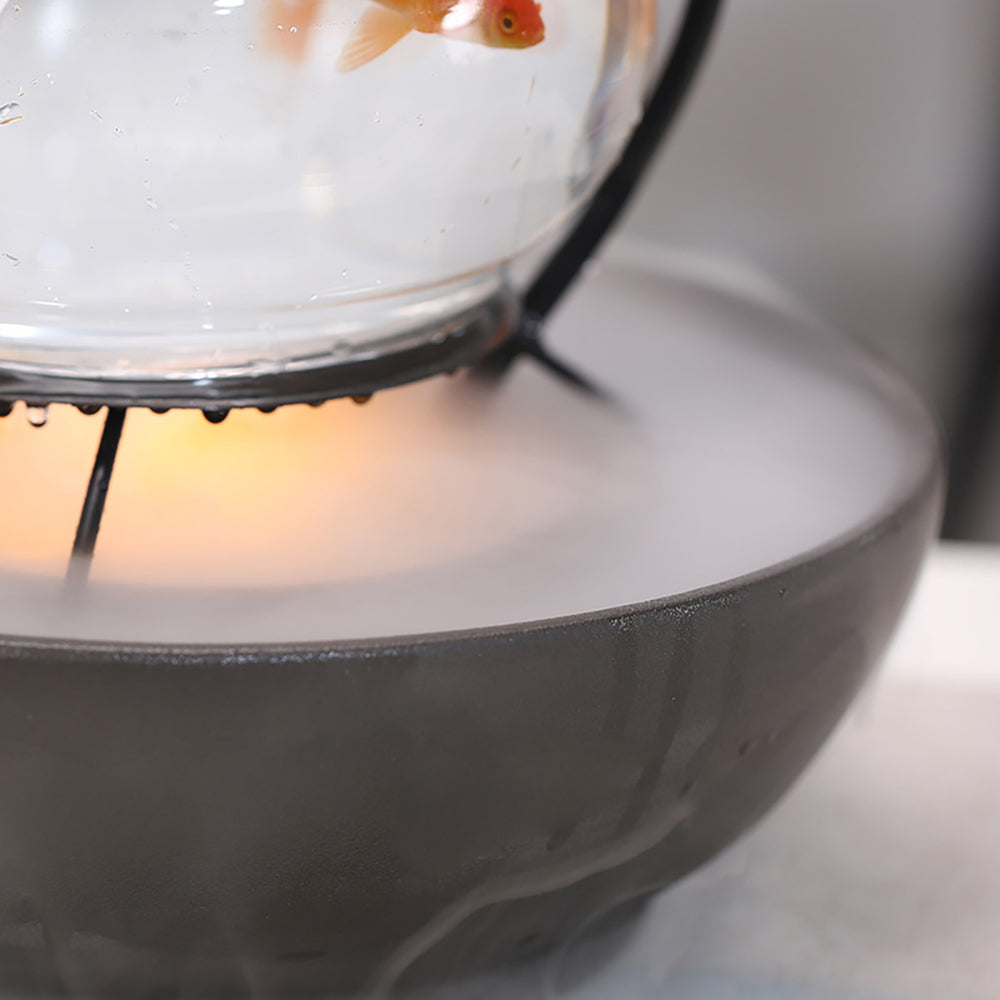 Lotus Leaf Water Fountain With Glass Fish Tank