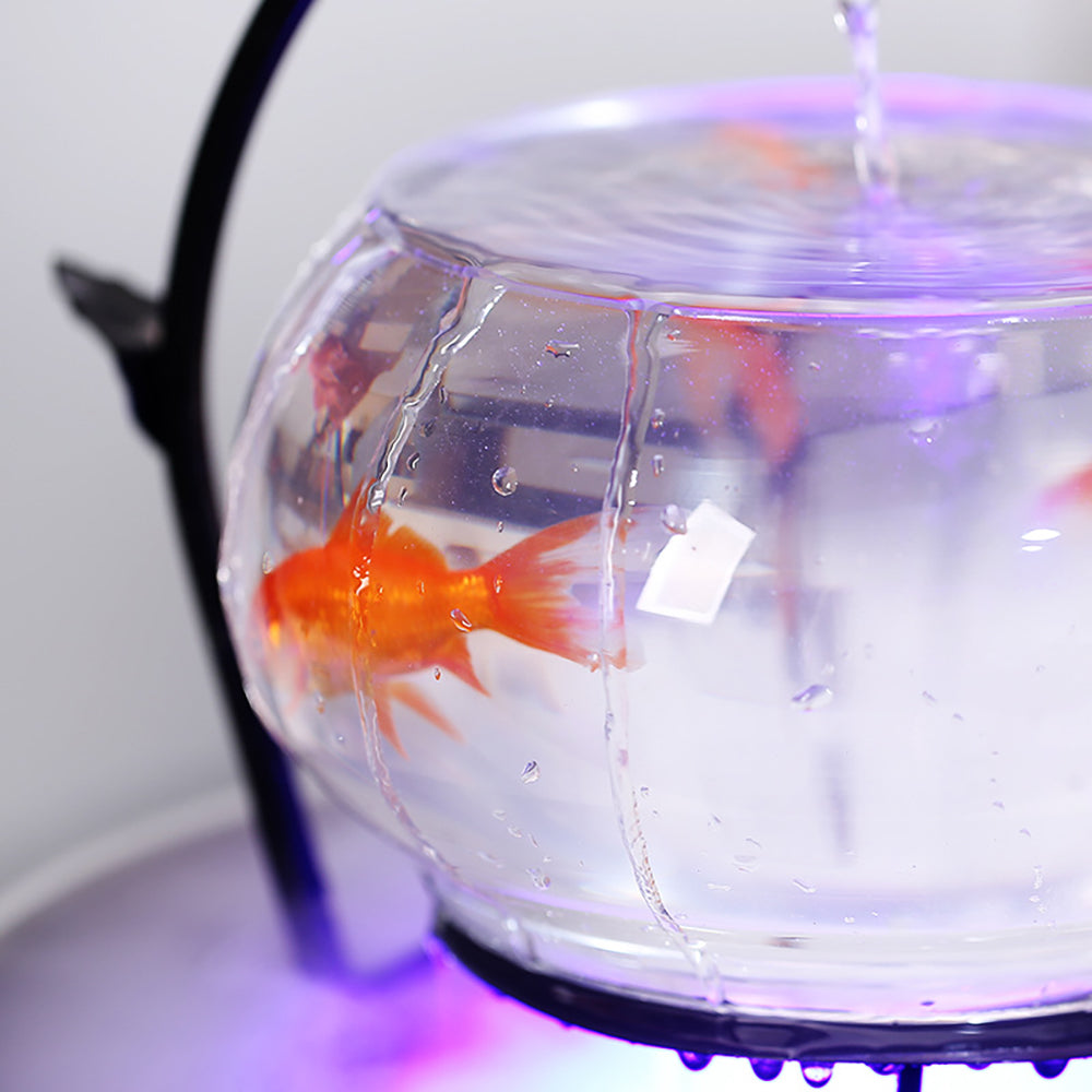 Lotus Leaf Water Fountain With Glass Fish Tank