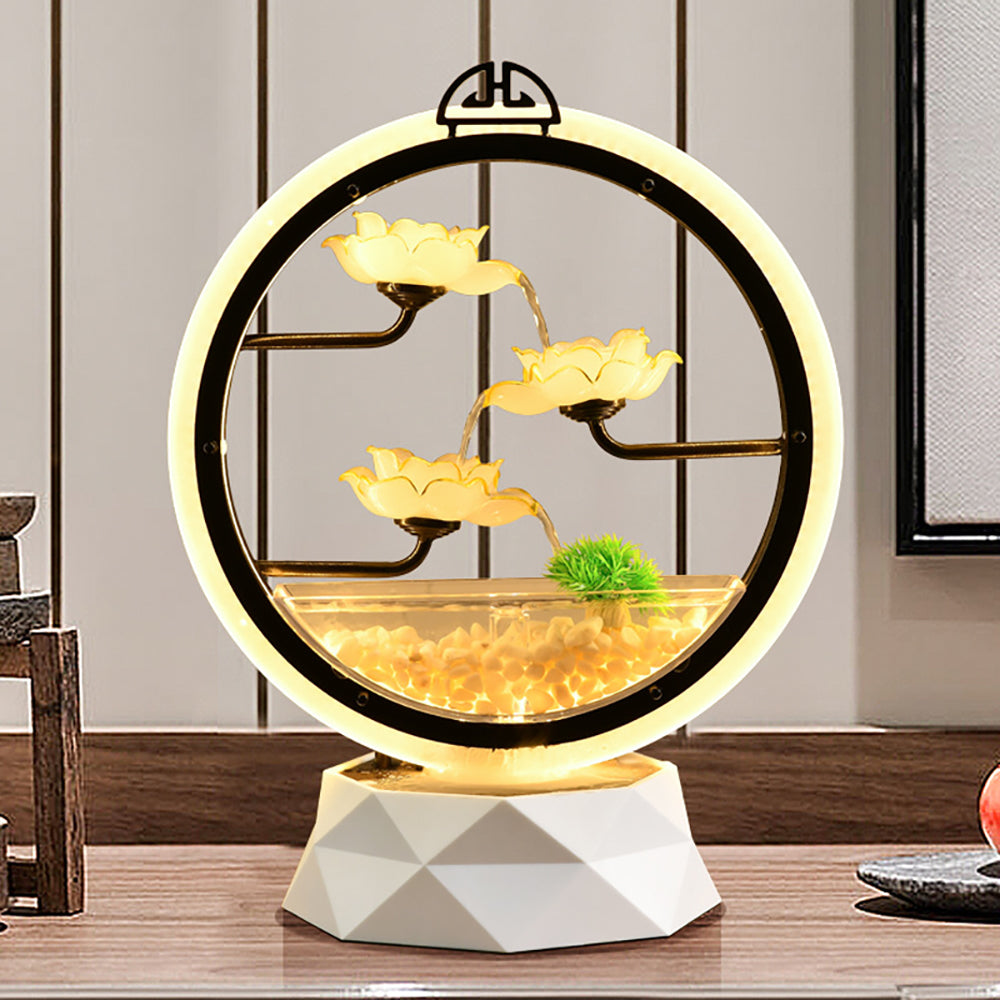 Stained Glass Lotus Leaf Water Fountain Can Raise Fish
