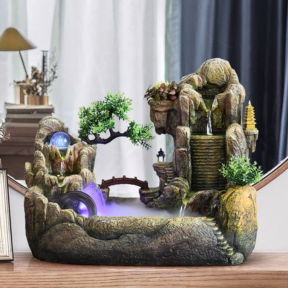 Zen Flowing Water Fountain Ornament With Atomization