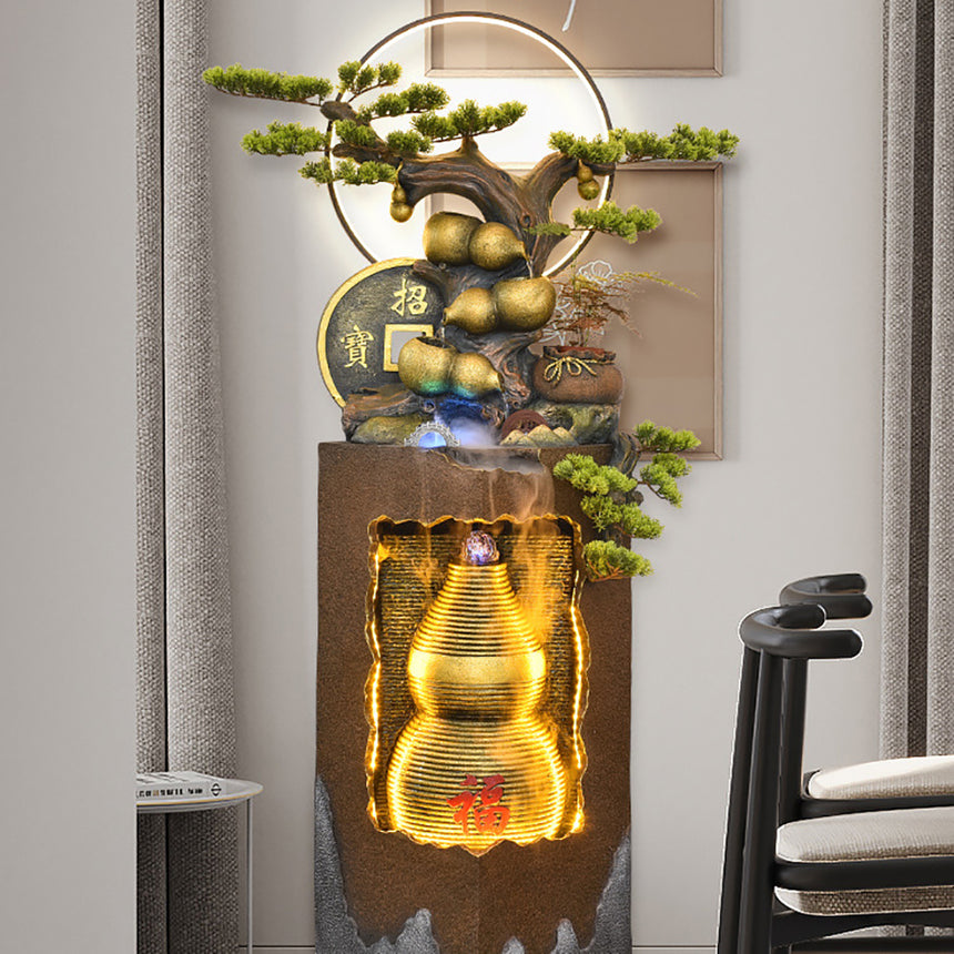 Golden Gourd Flowing Water Lucky Fountain Waterfall