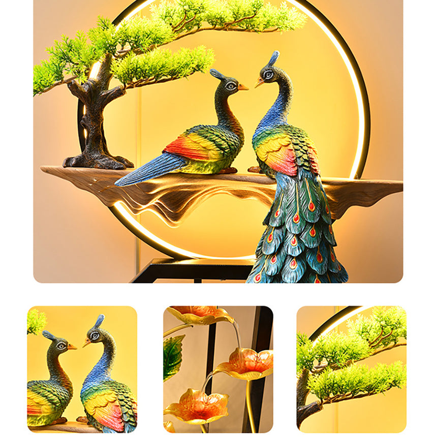Peacock Circulating Water Curtain Wall Floor Fountain
