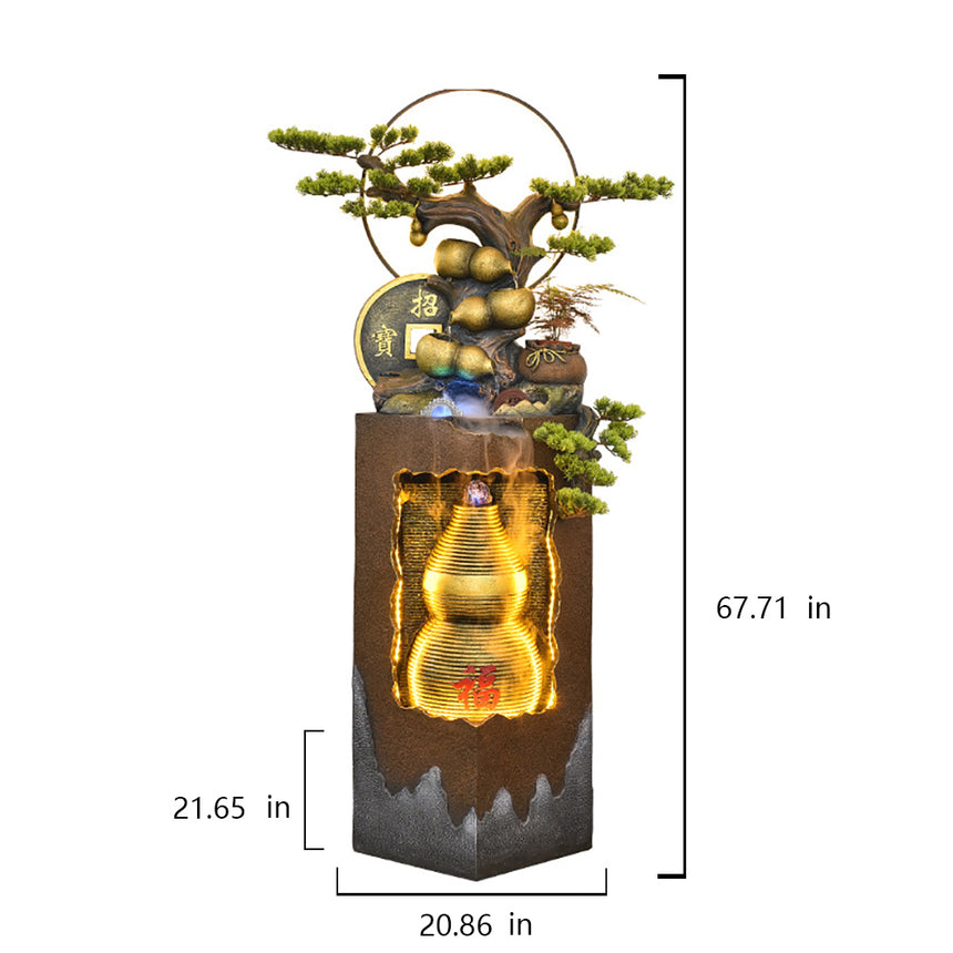 Golden Gourd Flowing Water Lucky Fountain Waterfall