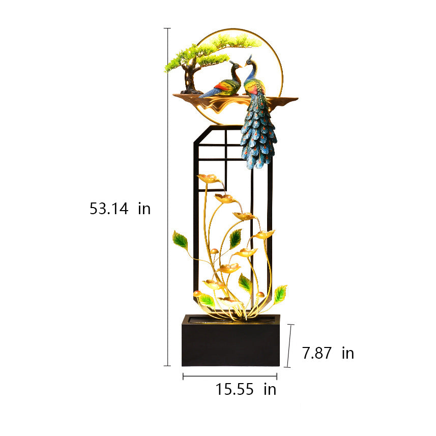 Peacock Circulating Water Curtain Wall Floor Fountain