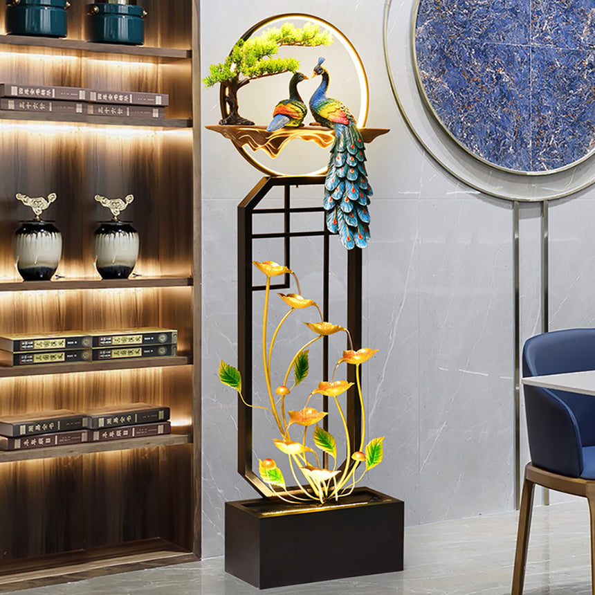 Peacock Circulating Water Curtain Wall Floor Fountain