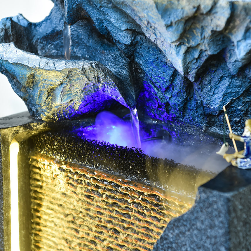 Blue Mountain Flowing Water Waterfall Fountain Ornament