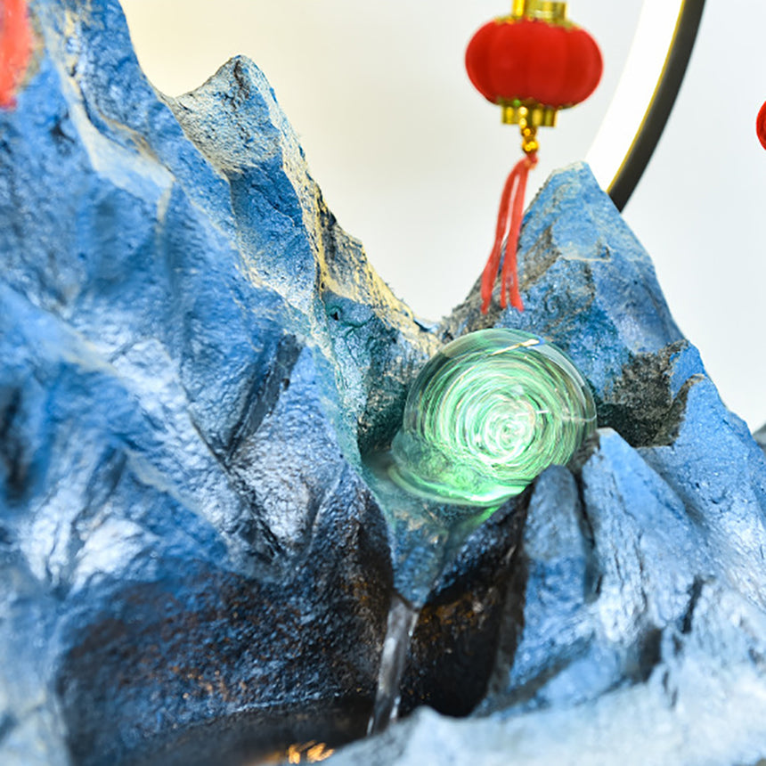 Blue Mountain Flowing Water Waterfall Fountain Ornament