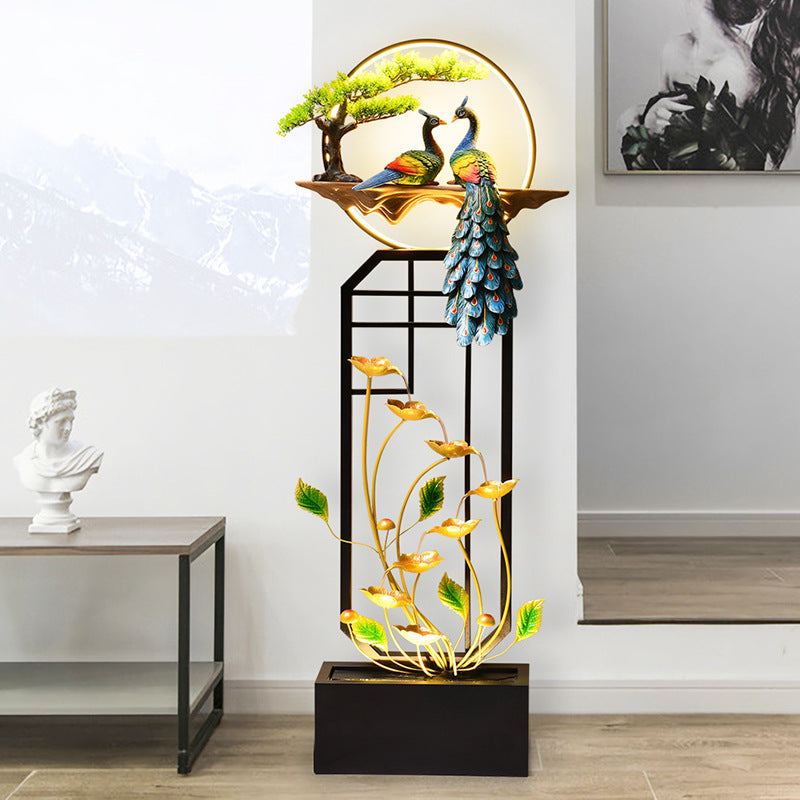 Peacock Circulating Water Curtain Wall Floor Fountain