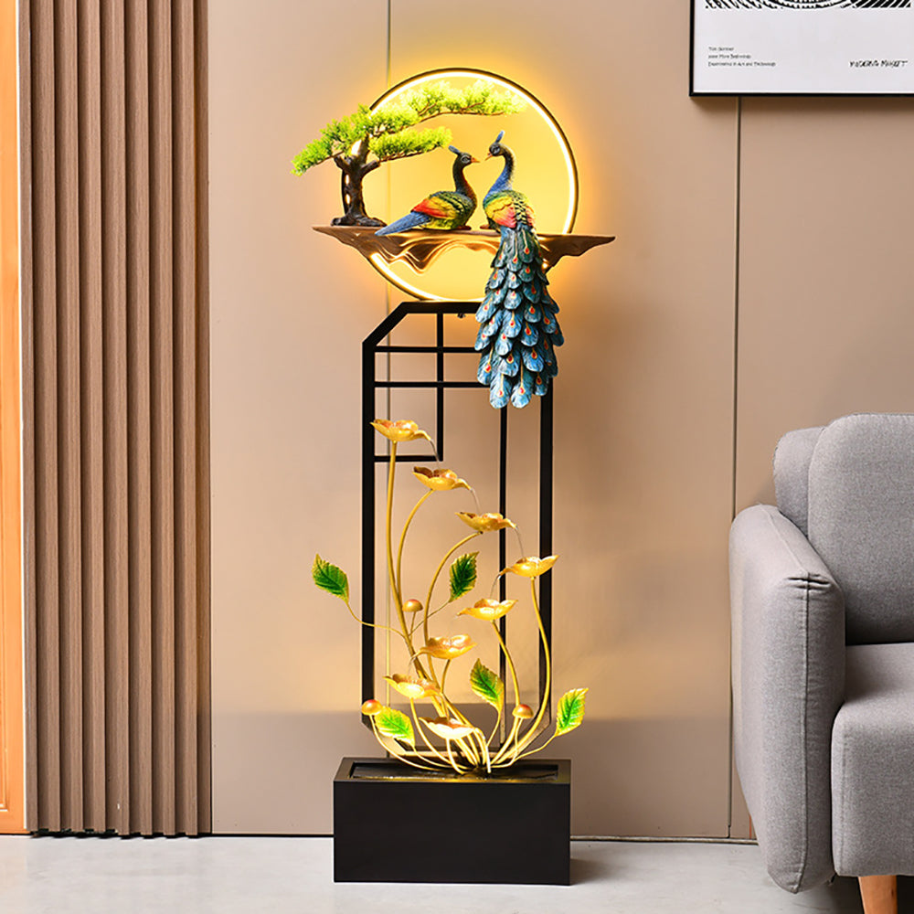 Peacock Circulating Water Curtain Wall Floor Fountain