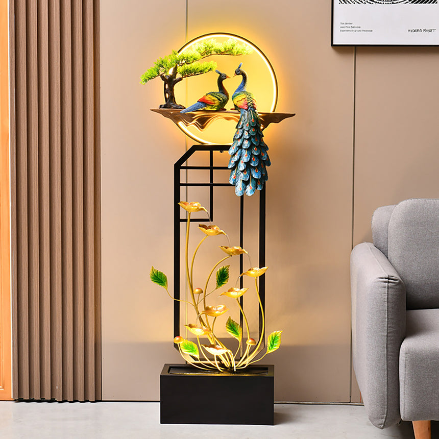 Peacock Circulating Water Curtain Wall Floor Fountain