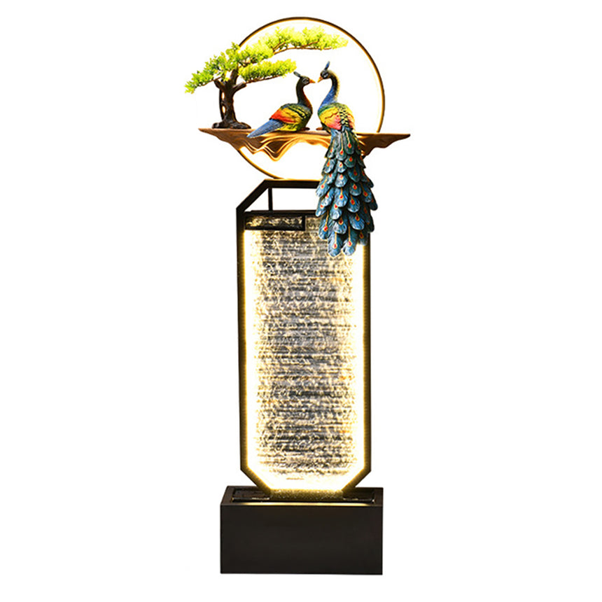 Peacock Circulating Water Curtain Wall Floor Fountain