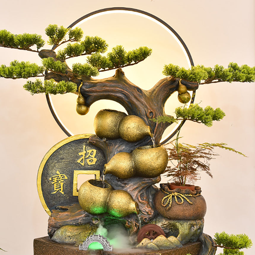 Golden Gourd Flowing Water Lucky Fountain Waterfall