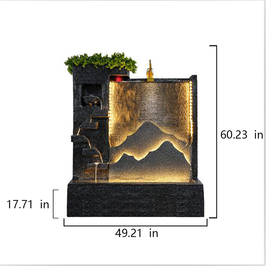 Gray Stone Style Large Waterfall Waterfall Fountain Ornament