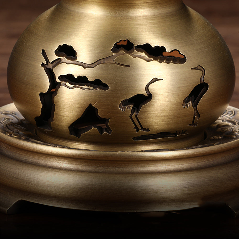 Copper Crane Cone Incense Burner