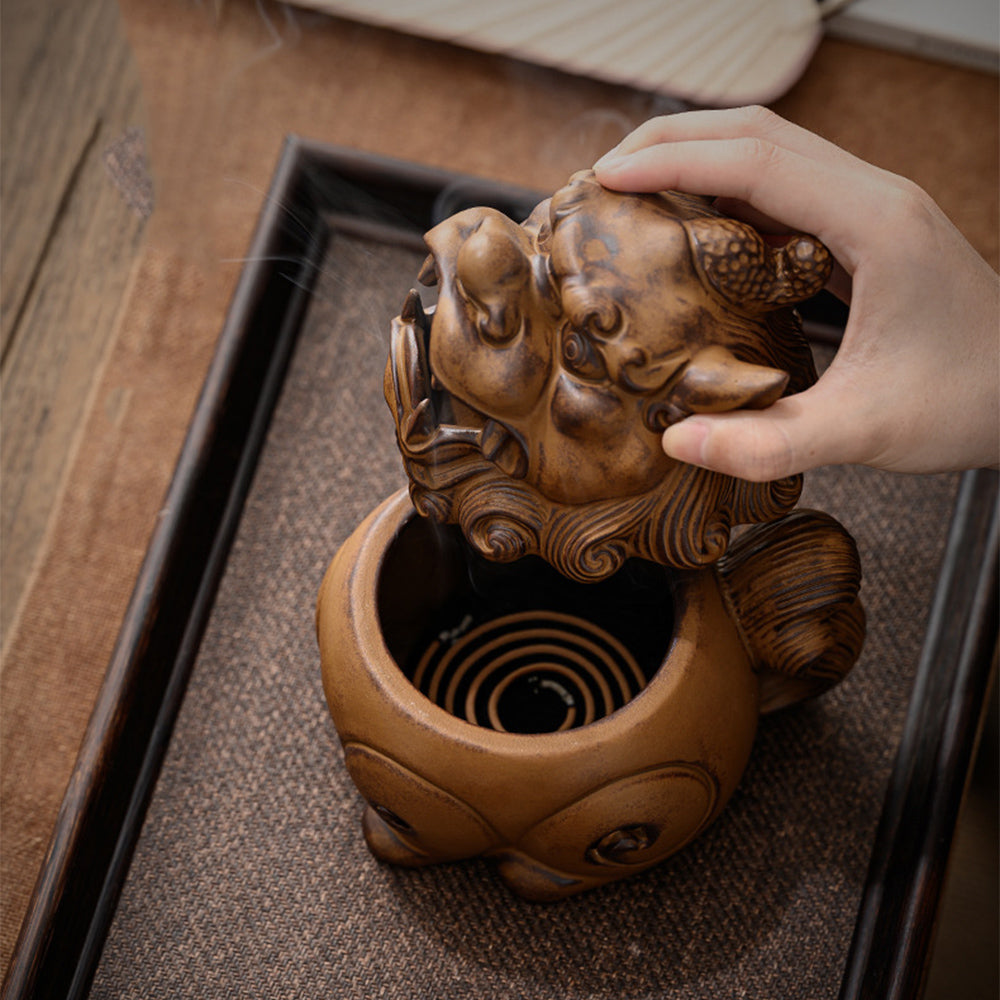 Lion Dragon Spiral Cone Incense Burner